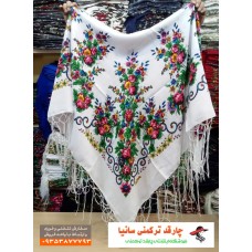 چارقد سفید ترکمنی ریشه دار کد a54