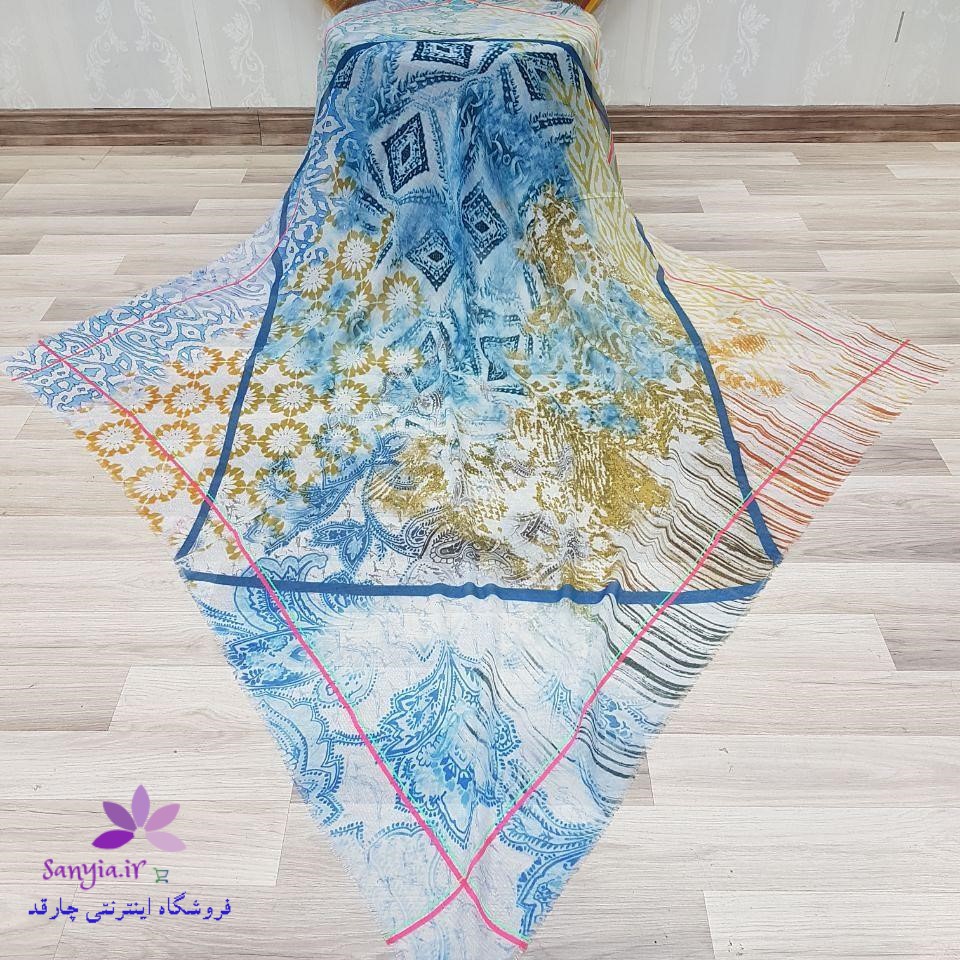 روسری محلی ترکمنی طرح ابی شاد روسری ترکمنی ابریشمی