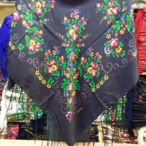 چارقد ریشه دار ترکمنی رنگ تیره مجلسی